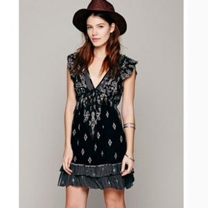 Free People geo print ruffle frock twilight combo